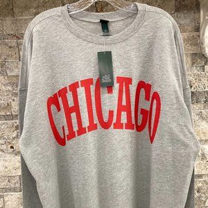 WILD FABLE, CHICAGO T-SHIRT, X-LARGE, GRAY WITH RED LETTERING, LONG SLEEVE